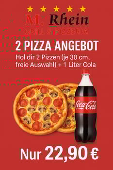 2x Große   Pizza 30cm + Getränke 1L 
