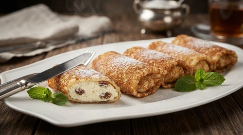 BLINI MIT QUARK UND ROSINEN - 2 Stück BLINI MIT QUARK UND ROSINEN - 2 Stück