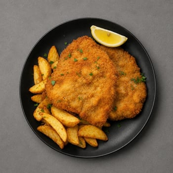 Paniertes Jägerschnitzel vom Schwein Paniertes Jägerschnitzel vom Schwein