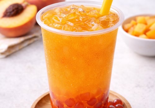 Bubble Tea Pfirsich mit Erdbeer Boba Bubble Tea Pfirsich mit Erdbeer Boba