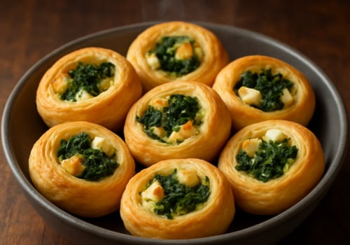 Pizzabrötchen Blattspinat & Hirtenkäse