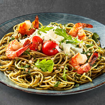 Pasta Pesto Verde mit GARNELEN Pasta Pesto Verde mit GARNELEN