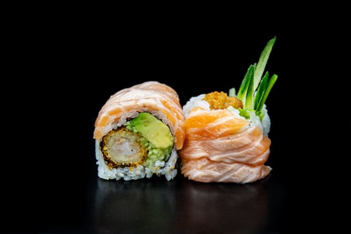 Lachs flambéed Roll