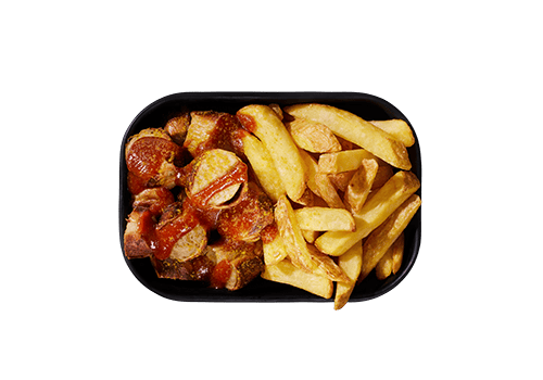 Currywurst Rind + Pommes	