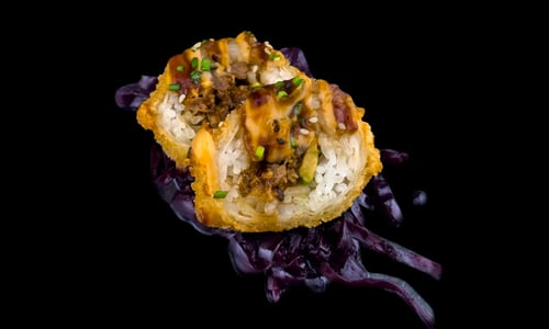 Duck Roll auf Rotkohl-Chutney