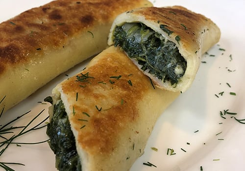 Blini mit Spinat & Feta