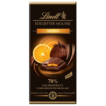 Lindt Edelbitter Mousse Orange Schokolade Tafel 150g