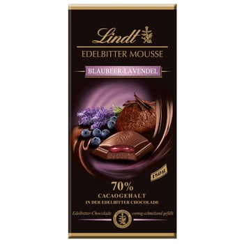 Lindt Edelbitter Mousse Blaubeer-Lavendel Schokolade Tafel 150g