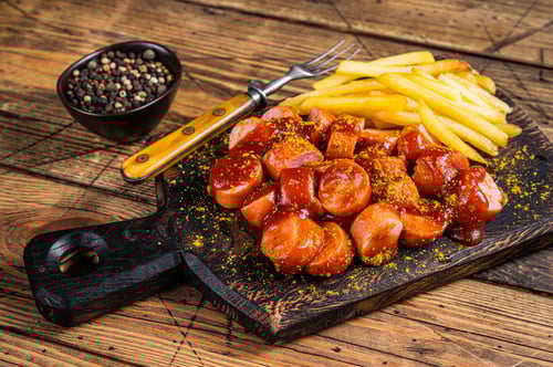 Curry wurst mit pommes