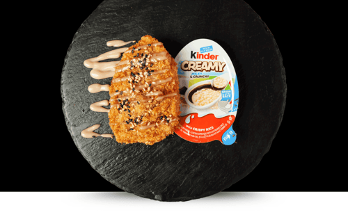 Deep fried Kinder Creamy Crunchy Riegel
