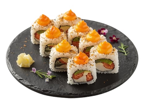 Roll mir den veganen Lachs 8 Stk. (orange Rolle) Roll mir den veganen Lachs 8 Stk. (orange Rolle)