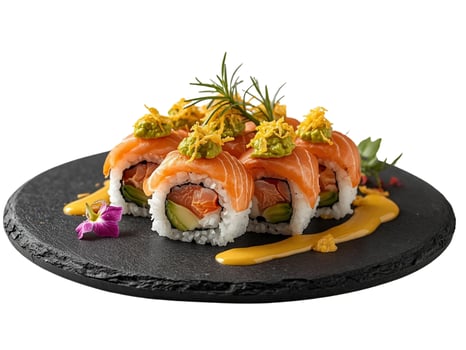 Roll mir den Lachs mit Hamachi 8Stk. Roll mir den Lachs mit Hamachi 8Stk.