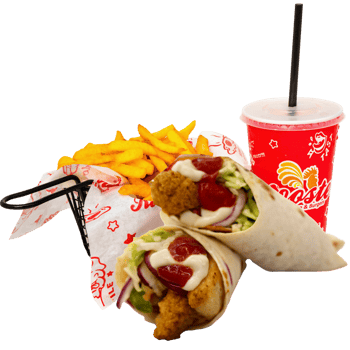 Roosters Veggie Wrap Menü Roosters Veggie Wrap Menü