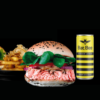 Salmon Burger + Fries + Getränk