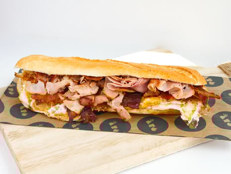 Baquette warme beenham bacon ei