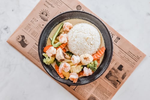 Green Coconut Curry mit Garnelen Green Coconut Curry mit Garnelen
