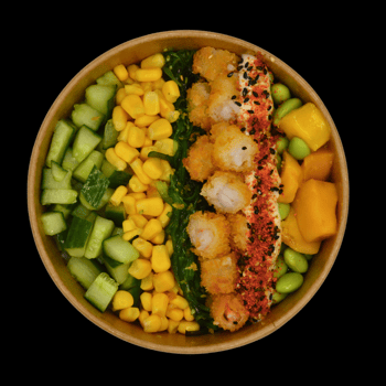 Poké bowl tempura shrimp Spicy Poké bowl tempura shrimp Spicy