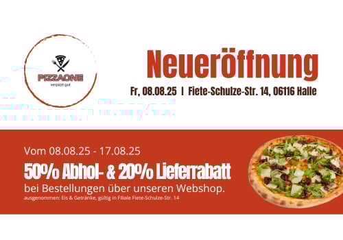 20% Liefer- & 50% Abholrabatt 20% Liefer- & 50% Abholrabatt