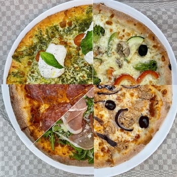 Angebot, 5 Pizza + 4 Getränke