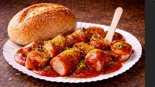 Currywurst mit Brötchen