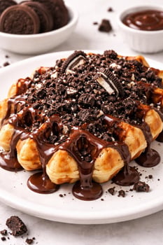 Belgische Waffel mit Oreo-Stückchen Belgische Waffel mit Oreo-Stückchen