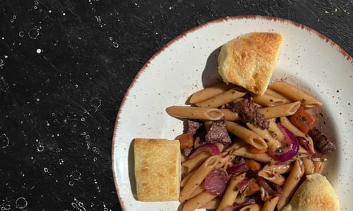 Penne manzo e zucca