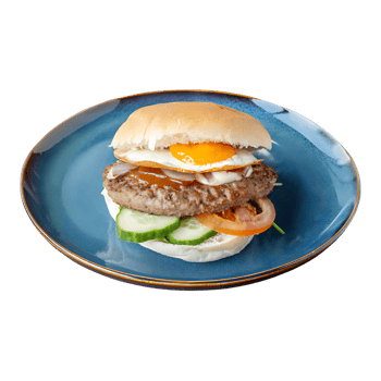 Hamburger speciaal met gebakken ei Hamburger speciaal met gebakken ei