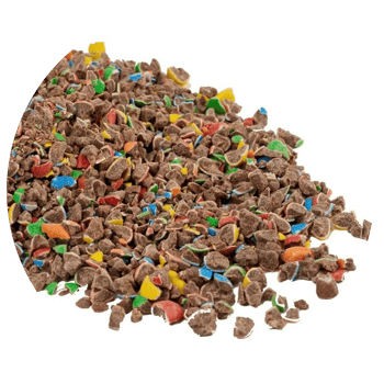 M&M stukjes in bakje