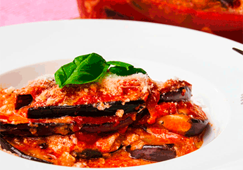 aubergine melanzane mit Sweet Corn Cake