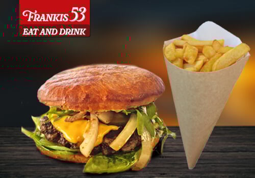 Black Angus Cheeseburger mit Steakhouse Pommes