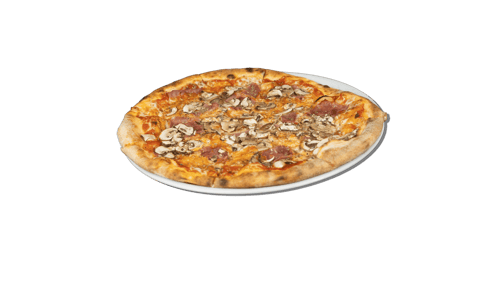 Pizza Prosciutto und Funghi