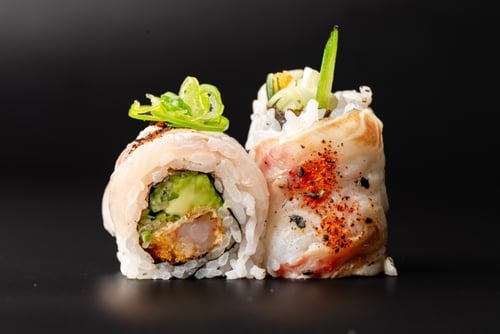 Flamed Loup de Mer Gamba Roll