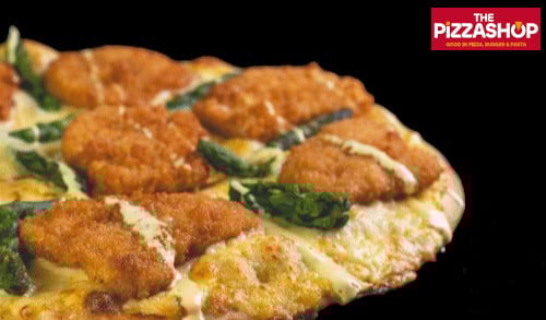 Schnitzel-Spargel-Pizza