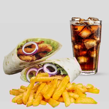 BBQ Onion Filet Wrap als Menü BBQ Onion Filet Wrap als Menü