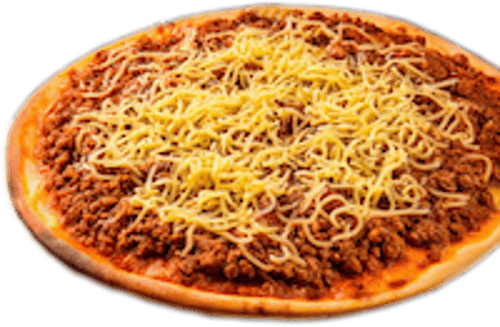 Spaghetti Bolognese auf Pizza 40cm