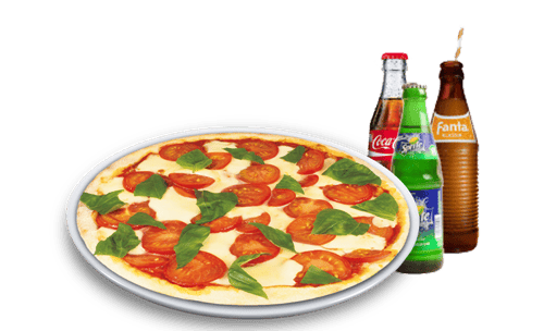 Pizza Mozzarella Solo + Softdrink<sup>F</sup>