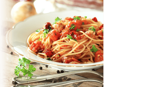 Spaghetti mit Tomaten-Basilikum-Sahnesauce<sup>F</sup>