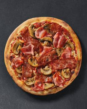 Pizza Proscuitto e Funghi solo 25cm<sup>1,2,3,5</sup>