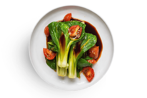 Pak Choi mit Tomaten und Soja Sauce