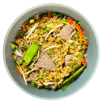 Reisgericht mit Rind