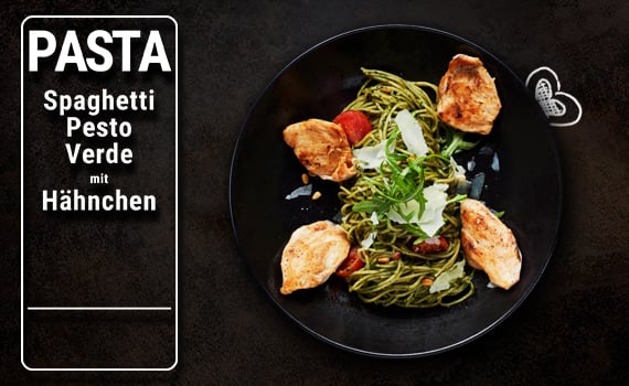 Spaghetti Pesto Verde mit Hähnchenbrust